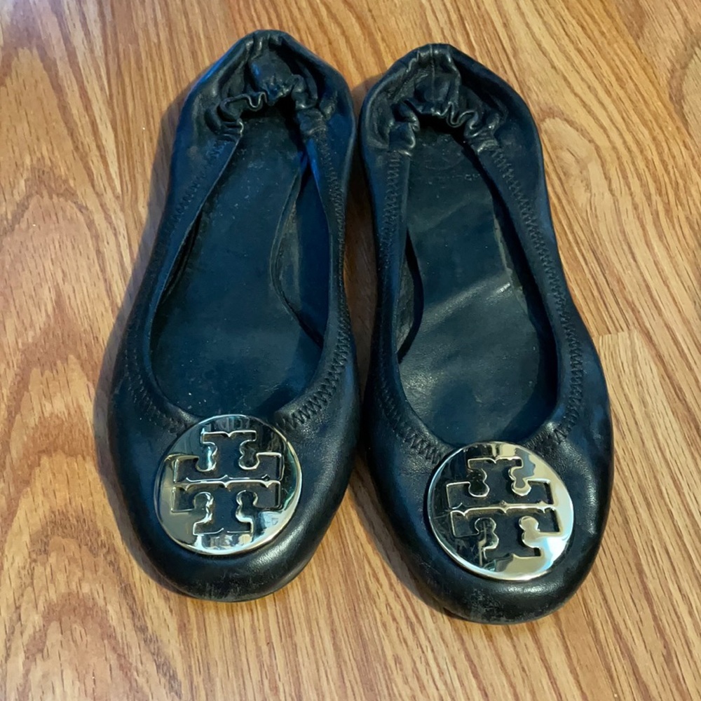 Tory Burch Reva Black Leather Flats